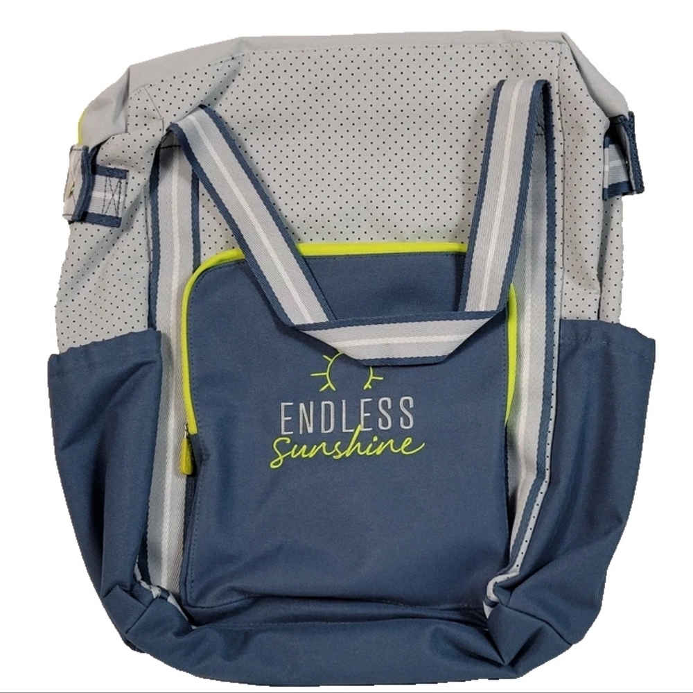 Thirty-One Day Away Backpack Soft Blue Color Block Embroidered Endless Sunshine